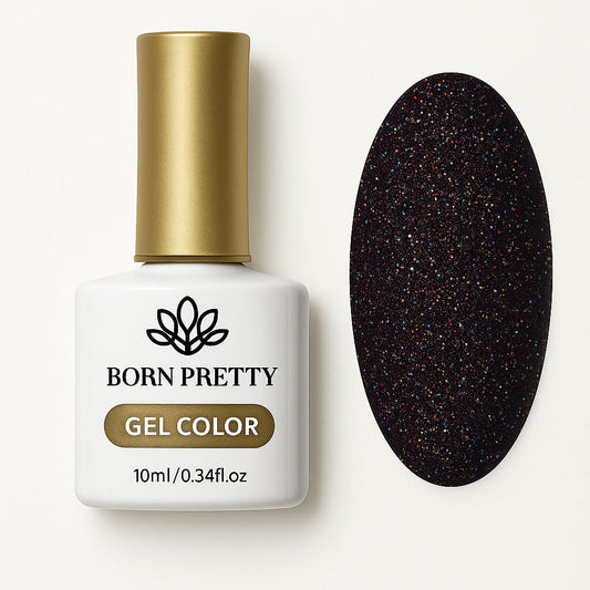 Born Pretty Gellak 10ml Zwarte Glitter 002
