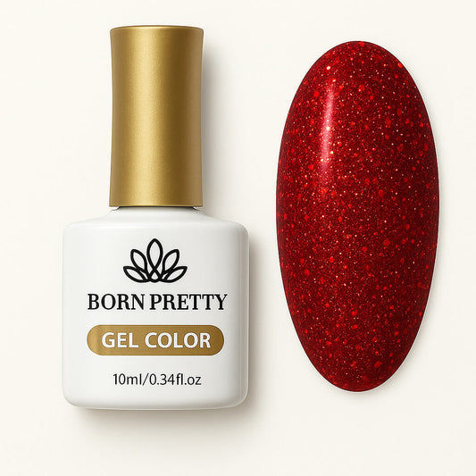 Born Pretty Gellak 10ml Kleur Rood met Glitters 059