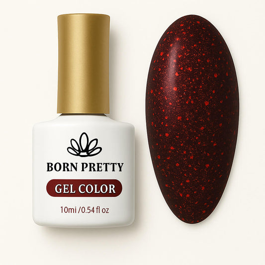 Born Pretty Gellak 10ml Kleur Donkerrood met Glitters 060